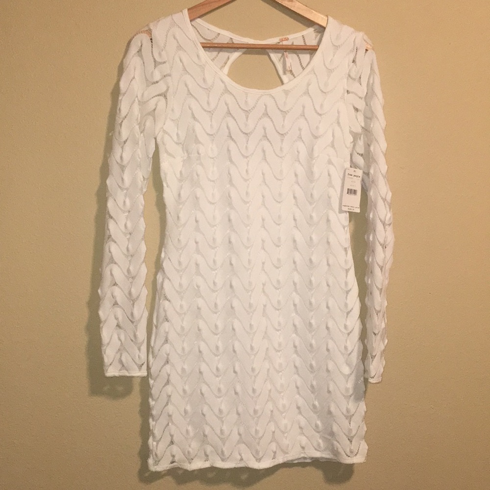 NWT Free People Long Sleeved Lace Dress, White